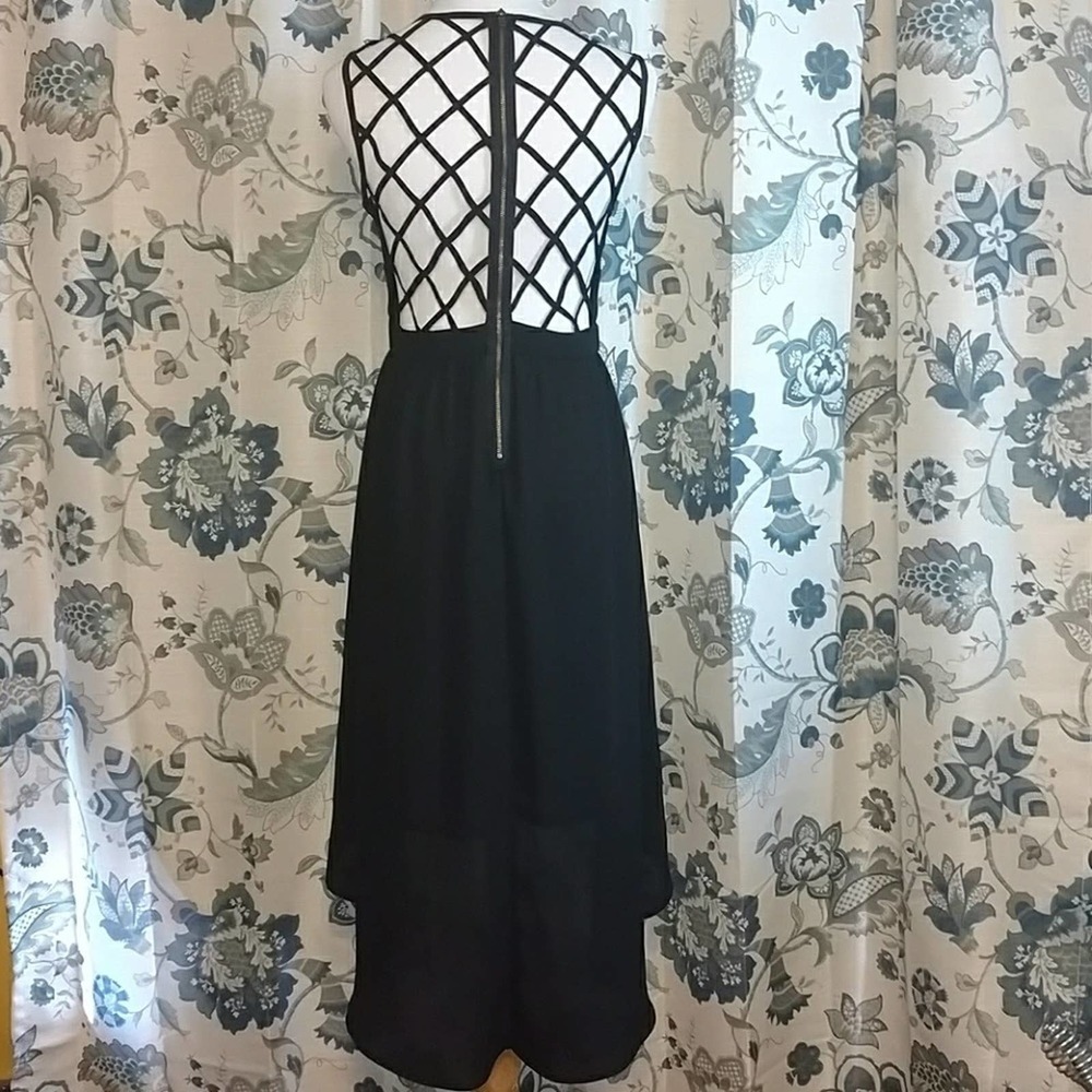 Monteau black high low lattice back dress size Med - Picture 2 of 6